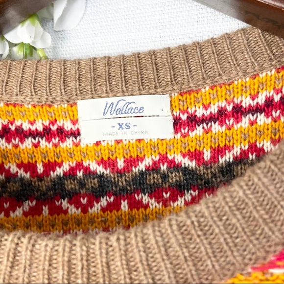Madewell•Wallace•tan brown Wool Rabbit blend ‘Whistler’ fairisle Sweater XS - Picture 2 of 7